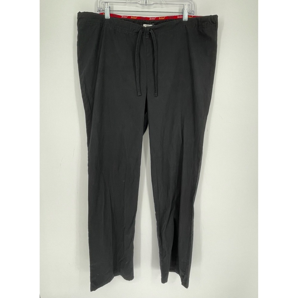 Dickies Unisex Black Drawstring Medical Scrub Pants Size Large Tall